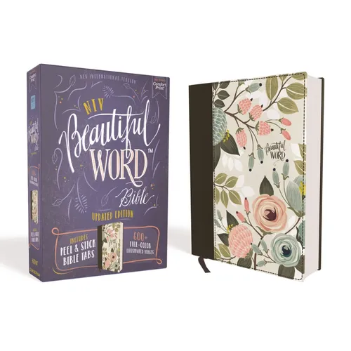 Niv, Beautiful Word Bible, Updated Edition, Peel/Stick Bible Tabs, Cloth Over Board, Multi-Color Floral, Red Letter, Comfort Print: 600+ Full-Color Il